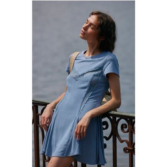 NWT $128 Free People Cruz Mini Dress Blue Size Small - Picture 3 of 6